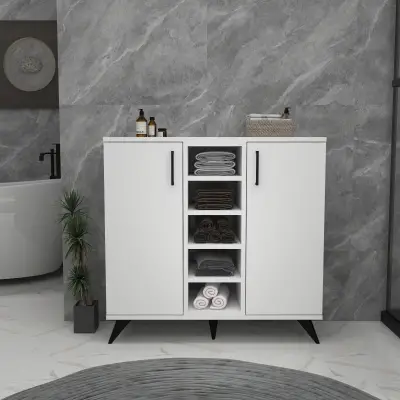 Leander Bathroom Cabinet with Shelves - White