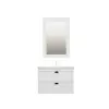 Sanvela Bathroom Washbasin Cabinet with Framed Wall Mirror, Sink & Side Cabinet Set - White