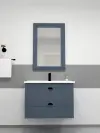 Sanvela Bathroom Washbasin Cabinet with Framed Wall Mirror, Sink & Side Cabinet Set - Ireland Bl