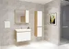 Maya Bathroom Top-Bottom Washbasin Cabinet Mirror, Sink & Side Cabinet Set - Oak & White