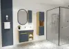 Alexa Bathroom Top-Bottom Washbasin Cabinet Mirror, Sink & Side Cabinet Set - Ireland Blue &