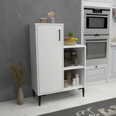 Beate Kitchen Cabinet with Shelves - White