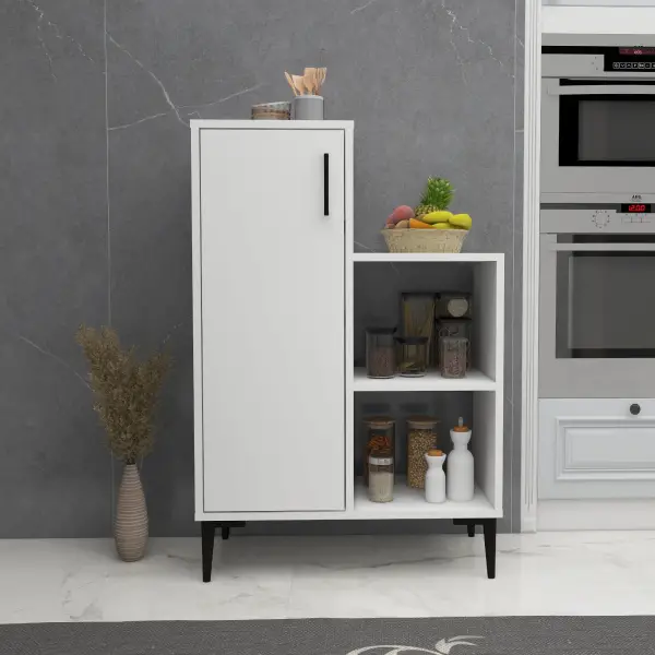 Beate Kitchen Cabinet with Shelves - White