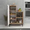 Beate Kitchen Cabinet with Shelves - Atlantic Pine & White