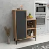 Beate Kitchen Cabinet with Shelves - Atlantic Pine & Anthracite