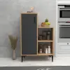 Beate Kitchen Cabinet with Shelves - Atlantic Pine & Anthracite