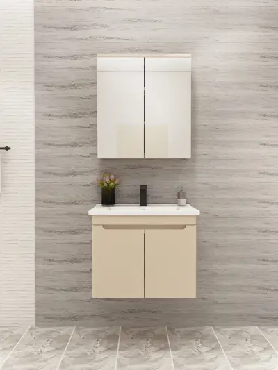 Evola Bathroom Top-Bottom Washbasin Cabinets with Mirror, Sink & Side Cabinet Set - Cappuccino