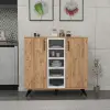 Leander Kitchen Cabinet with Shelves - Atlantic Pine & White