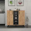 Leander Kitchen Cabinet with Shelves - Atlantic Pine & Anthracite