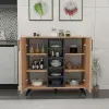 Leander Kitchen Cabinet with Shelves - Atlantic Pine & Anthracite