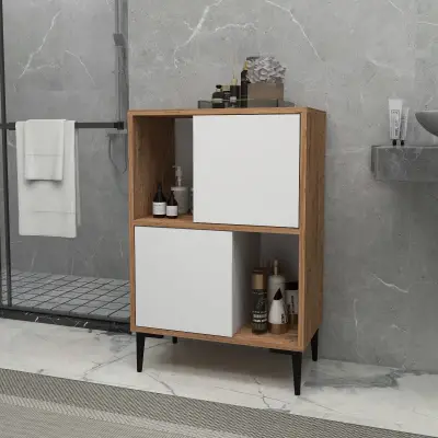 Jeremy Bathroom Cabinet with Shelves -  Atlantic Pine & White