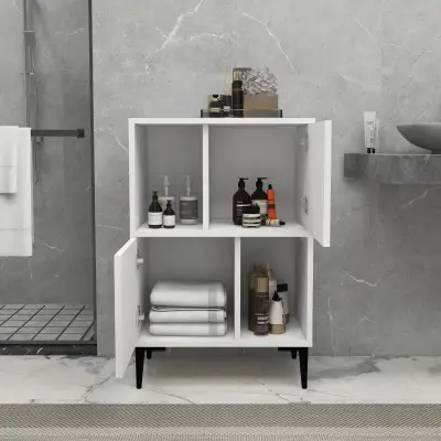 Jeremy Bathroom Cabinet with Shelves - Beyaz