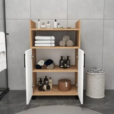 Tyler Bathroom Cabinet with Shelves - Atlantic Pine & White