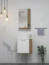 Tina Bathroom Bottom Washbasin Cabinet with Wall Mirror & Single Ceramic Sink - Walnut & Whi