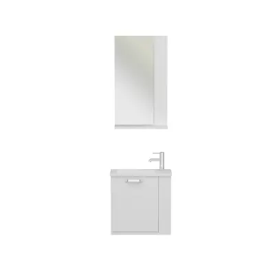 Tina Bathroom Top-Bottom Washbasin Cabinet with Wall Mirror & Single Ceramic Sink - White