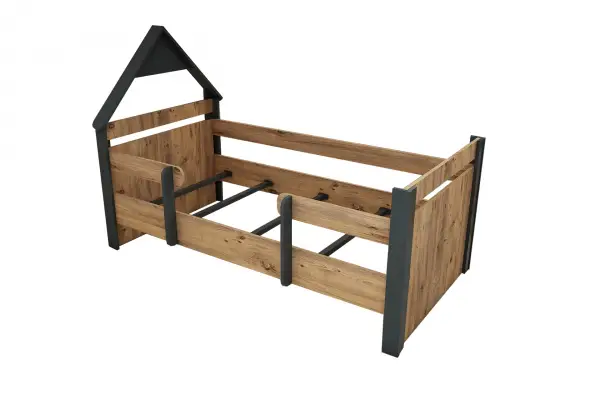 Valentino Bedstead Bed Frame with Headboard - Atlantic Pine & Anthracite