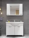 Vera Bathroom Top-Bottom Washbasin Cabinet with Mirror, Sink & Side Cabinet Set - White