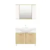 Vera Bathroom Top-Bottom Washbasin Cabinet with Mirror, Sink & Side Cabinet Set - Oak & Whit