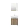 Vera Bathroom Top-Bottom Washbasin Cabinet Mirror, Sink & Side Cabinet Set - Walnut & White