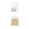 Vera Bathroom Top-Bottom Washbasin Cabinet with Mirror, Sink & Side Cabinet Set - Oak & Whit