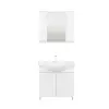 Vera Bathroom Top-Bottom Washbasin Cabinet with Mirror, Sink & Side Cabinet Set - White