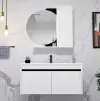 Regnum Bathroom Top-Bottom Washbasin Cabinet Mirror and Sink Set - White & Black