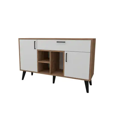 Timo Sideboard with Cabinets and Shelves - Atlantic Pine & White