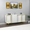 Fido Sideboard with Cabinets and Shelves - White & Gold