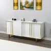 Fido Sideboard with Cabinets and Shelves - White & Gold