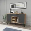 Timo Sideboard with Cabinets and Shelves - Atlantic Pine & Anthracite