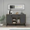 Timo Sideboard with Cabinets and Shelves - Light Walnut & Anthracite