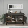 Timo Sideboard with Cabinets and Shelves - Light Walnut & Anthracite