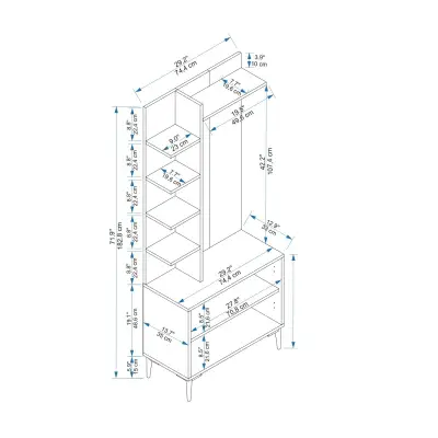 Lefteris Hallway Coat Rack with Shelves - White